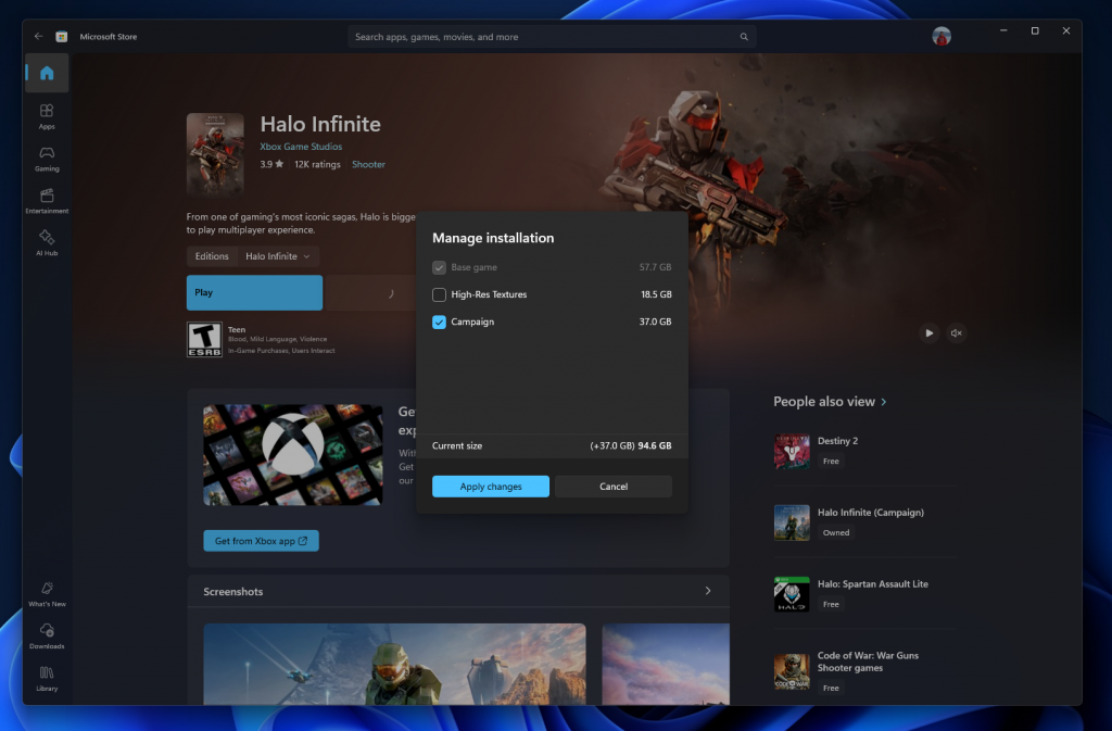 New Manage button on some game product pages showing components. New Manage button on some game product pages showing components.