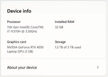 Device card with simplified device specifications. Device card with simplified device specifications.