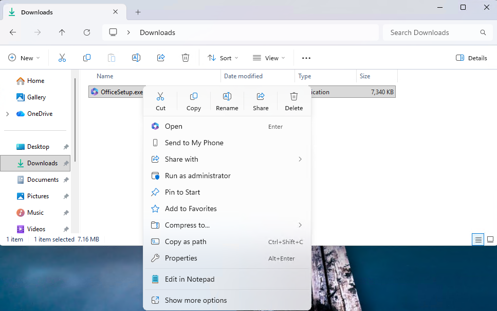 The context menu’s “Open” verb matches the icon in the default app. The context menu’s “Open” verb matches the icon in the default app.