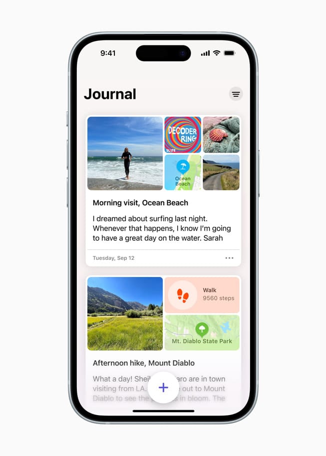 Journal is shown on iPhone 15.