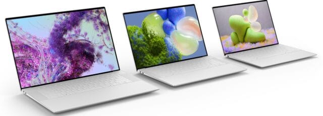 XPS family of laptops in platinum color. 